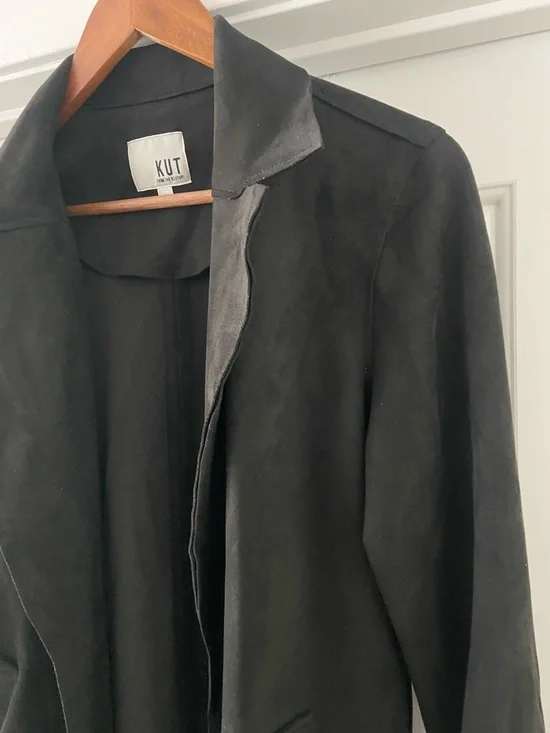 NWOT KUT From The Kloth Black Suede Long Coat - Picture 4 of 10